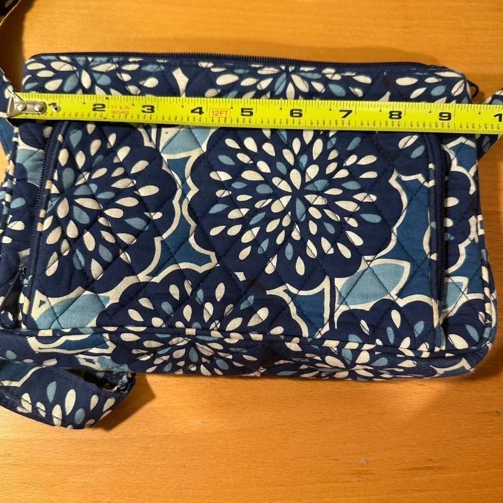Vera Bradley Little Hipster Crossbody Small Cotton Bag Petal Splash in Blue GUC
